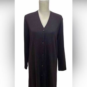 Jones New York Long Cardigan Sweater Merino Wool Blend